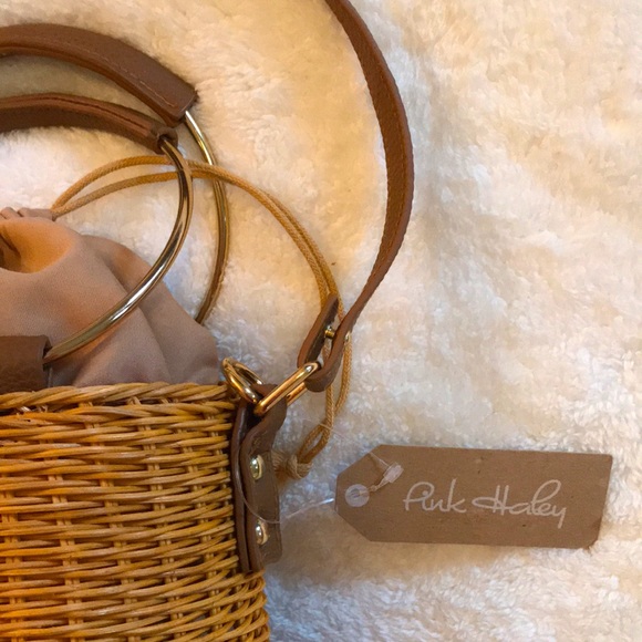 Pink Hadley Wicker Bucket Bag - Picture 3 of 5